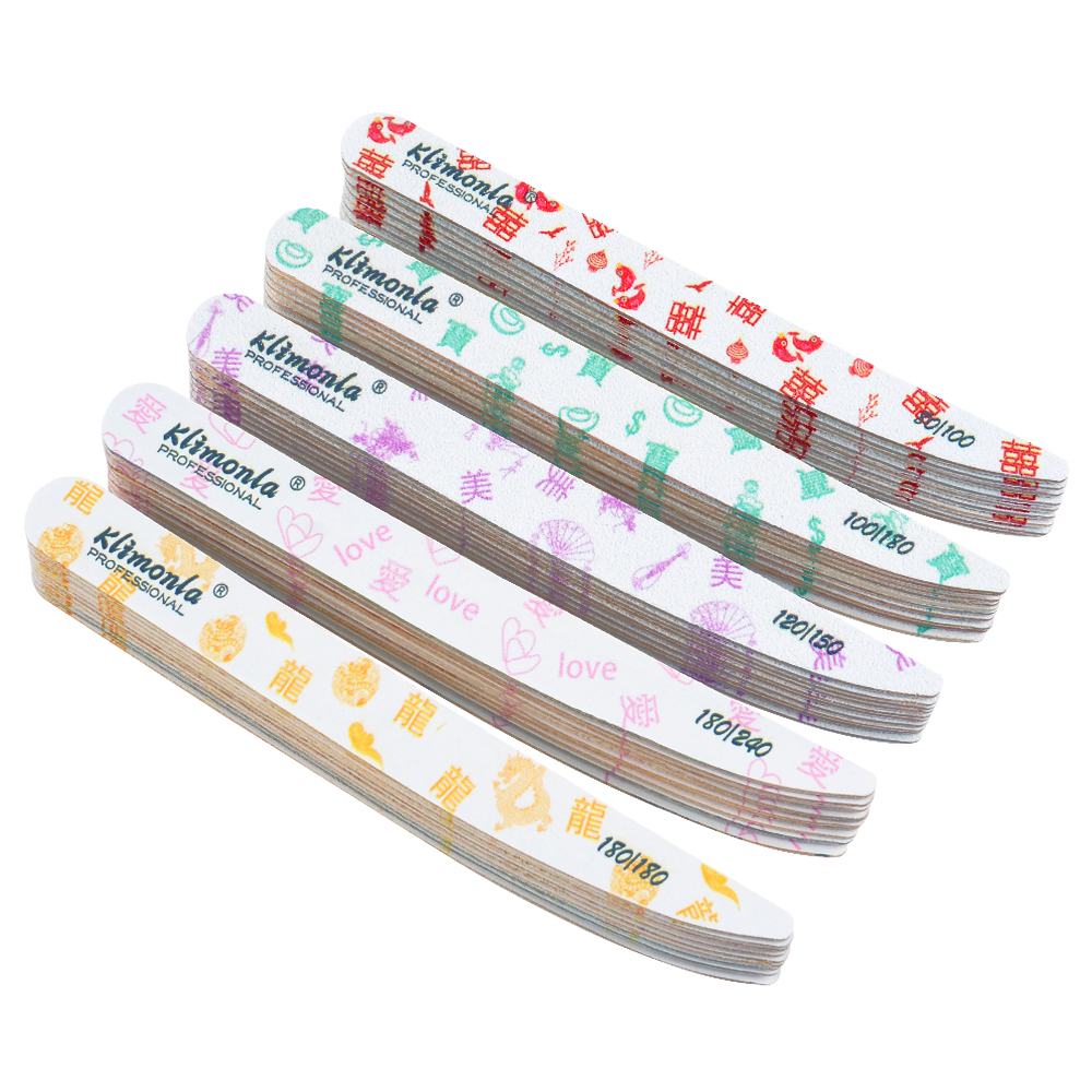 Lima de uñas de madera, papel de lija blanco, caracteres y patrones tradicionales chinos, cuchillo pulidor, herramientas de Arte para uñas, 10/20 piezas
