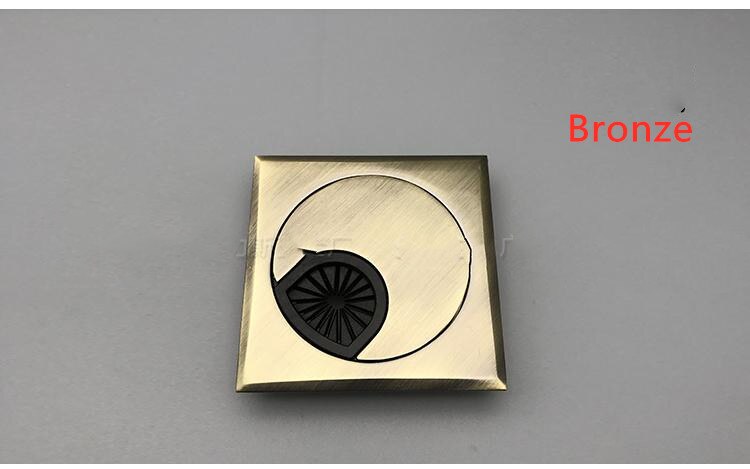 2 st / part kvadrat 60mm zink legering pc stationär dator bord utlopp kabelnät skrivbord utlopp: Brons