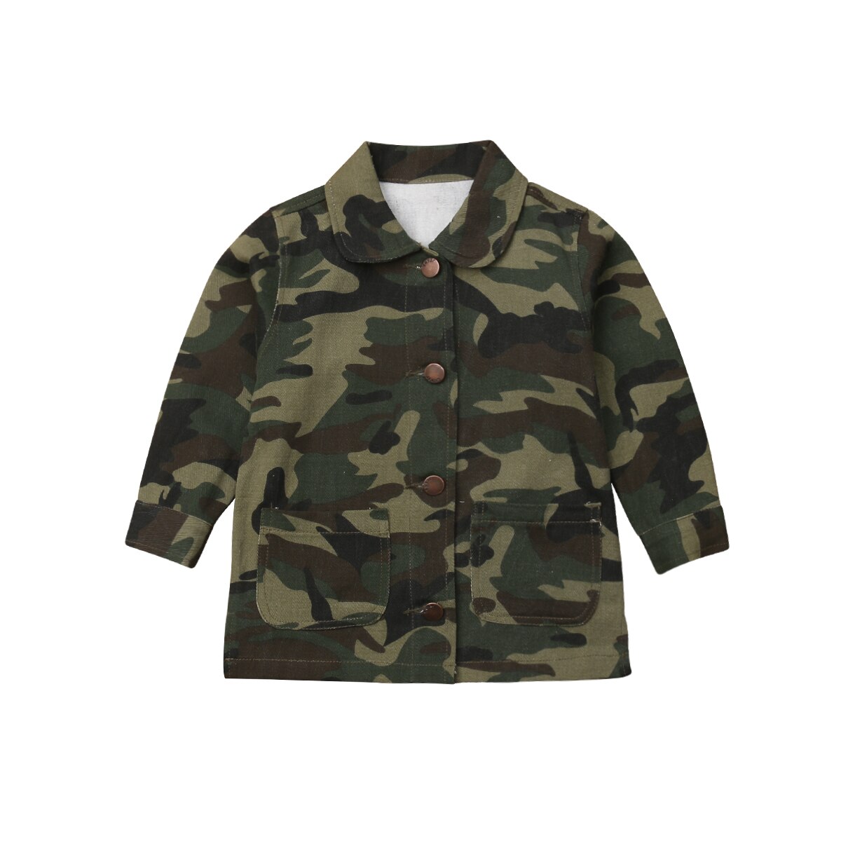 Toddler Kids Girls Boys Camo Jacket Kids Casual Coat Clothes Tops Long Sleeve Button Blouses Camouflage Coats