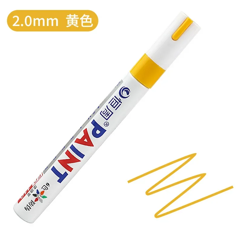 Colors White Waterproof Rubber Permanent Paint Marker Pens for Drawing Car Tire Tread Eco-Friendly Tire Painting Highlighter: Yellow