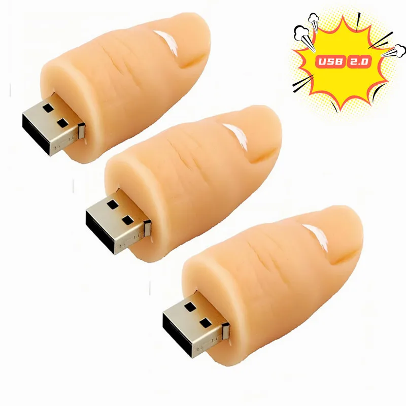Fingerprint Silicone USB Flash Drive, Finger Shape Design, Bonito Cartoon Stick, Halloween Drive, Licitação de Negócios Legal, Presente, 32GB
