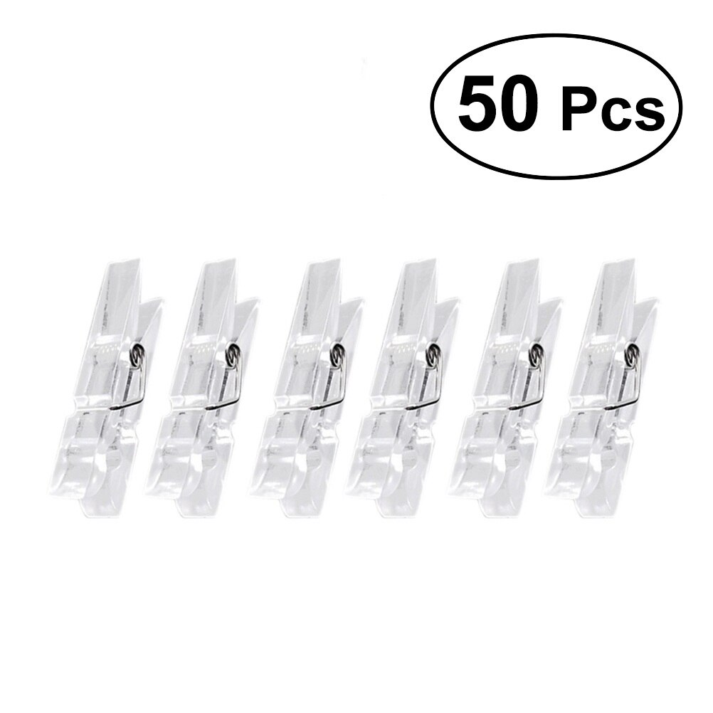 50pcs Spring Hanging Clips Clamps Plastic Clothes Line Clips Mini Paper Photos Clip Clothespins