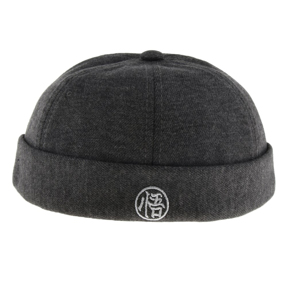 Fishing Caps Men’s Winter Adjustable Retro Wool Felt Docker Cap Hat Leon Beanie Cap Skullcap: Deep Gray