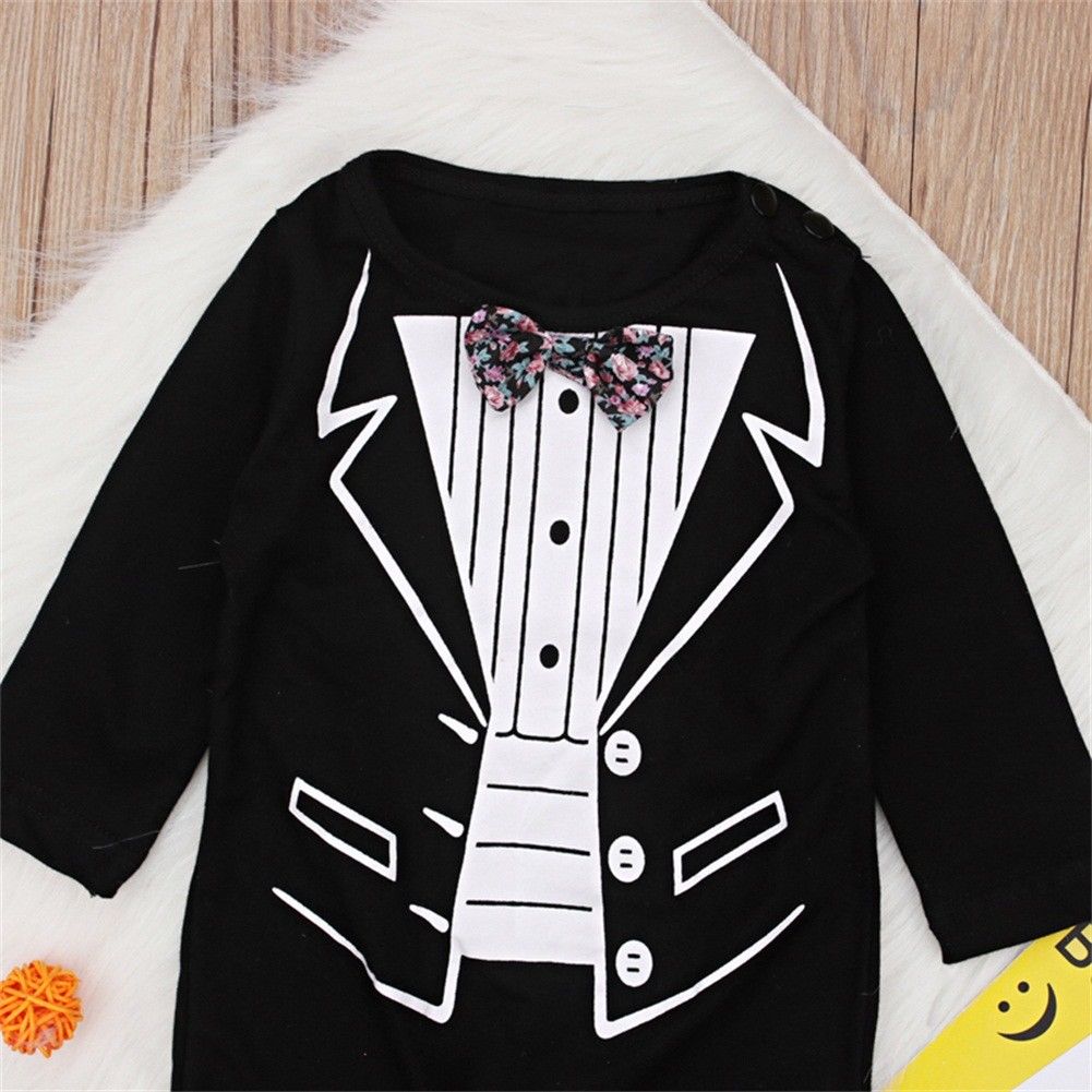 Newborn Boys Rompers Baby Kids Boys Gentleman Jumpsuits With Bow Infant Children Cute Outfits Tuxedo Suits Clothes