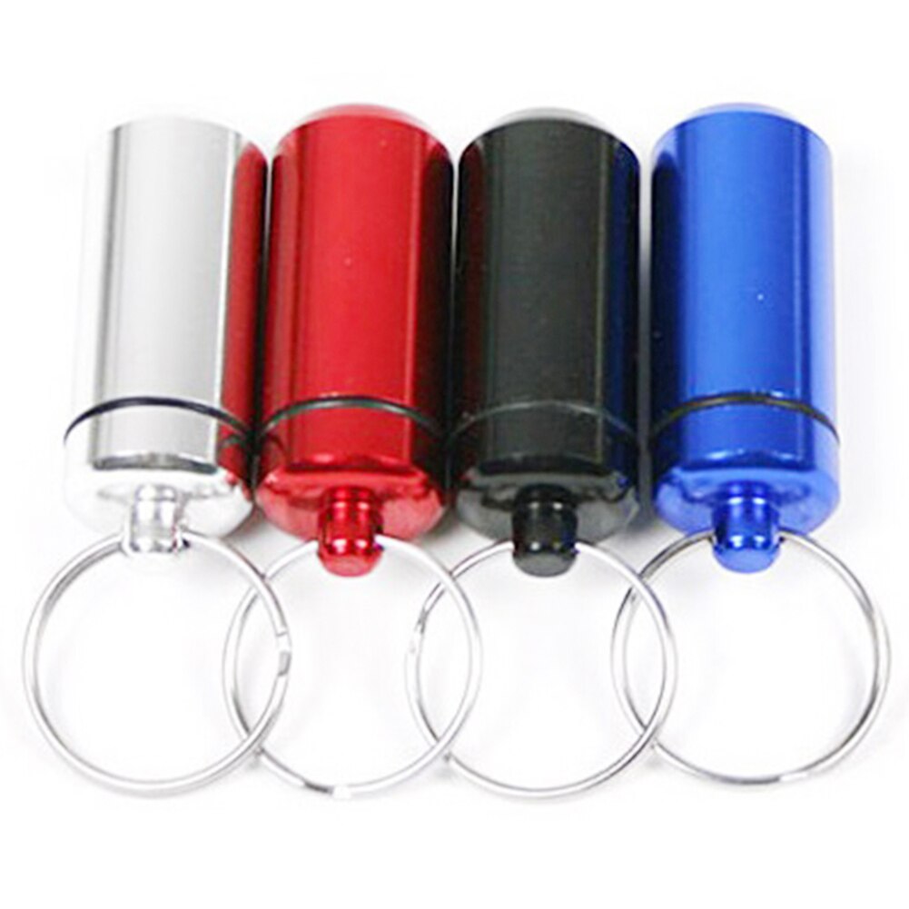 Metalen Pil Case, 3 Stks Sleutelhanger Pil Case Waterdichte Pil Capsule Fles Aluminium Pil Doos Zak Tandenstoker Houder Waterdichte Match Case Batterijhouder Metalen Pil Geval Met Sleutelhanger Draa