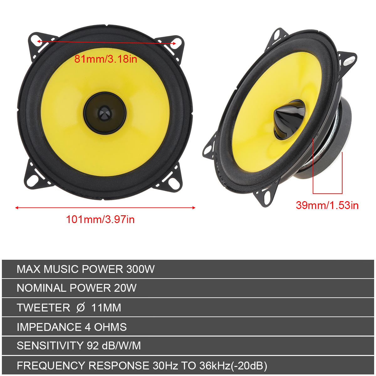 Altavoz de Audio para coche, 2 uds., 4/5/6 pulgadas, 600W, Universal, pesado, medio-bajo, ultrafino, modificado, instalación no destructiva