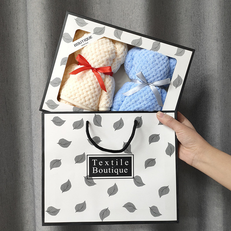 Ensemble de serviettes de bain de luxe en velours, molleton, forme d'ours, avec boîte, séchage rapide, en microfibre, de mariage, de fête