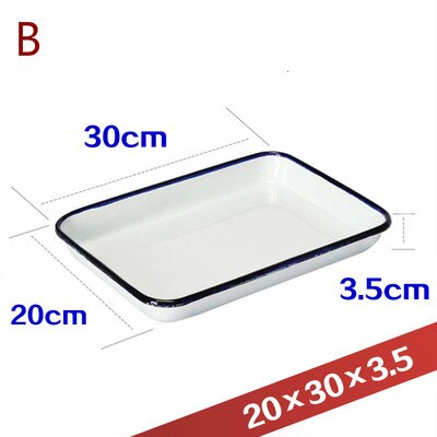 Enamel tray, white thickened enamel square plate, disinfection tray and laboratory tray. 2 pieces 1 / pack.: B