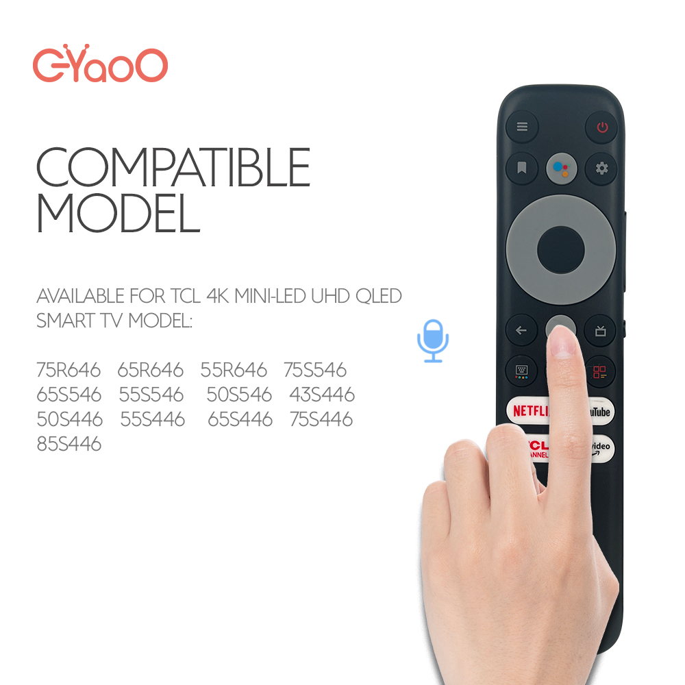 Reemplazo de Control remoto por voz RC902N FMR1 para TCL S546 R646 Mini-LED QLED 4K UHD Smart TV 5S446 65S446 75S446