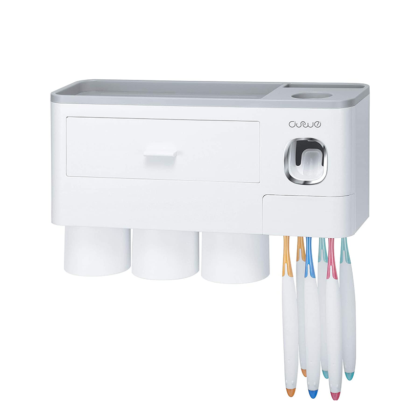 Bathroom Accessories Set Magnetic Adsorption Inverted Toothbrush Holder Automatic Toothpaste Dispenser Squeezer Storage Rack