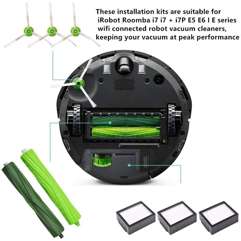 Wasbare Roller Zijborstels Hepa Filters Voor Irobot Roomba I7 I7 + Plus Romba E5 E6 Robot Stofzuiger Onderdelen accessoires
