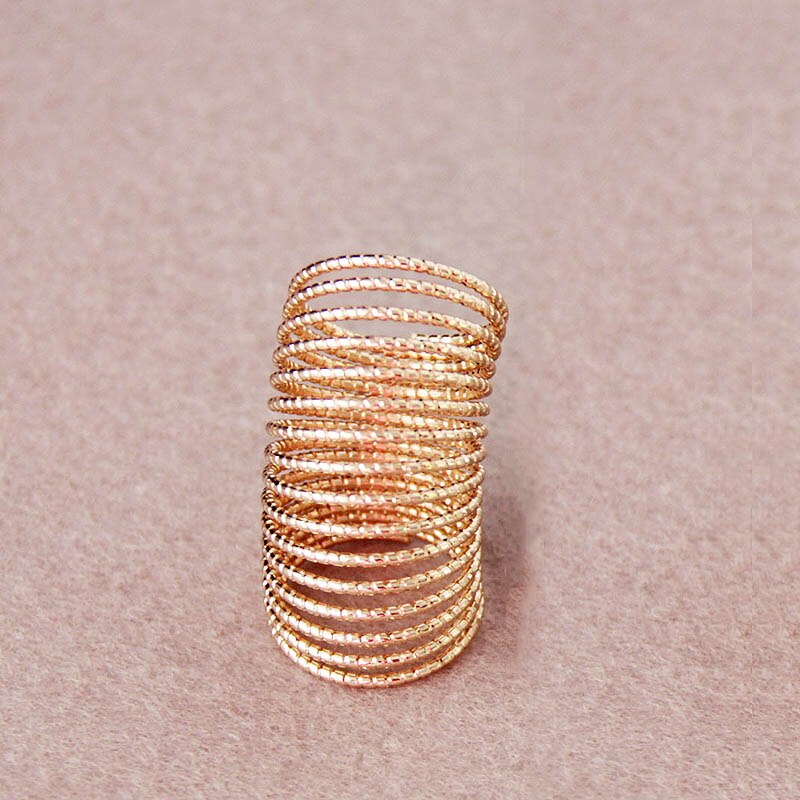 Anillos de aleación con rosca para mujer, anillo para dedo largo dorado y negro, Punk, boda, 1 unidad: Oro