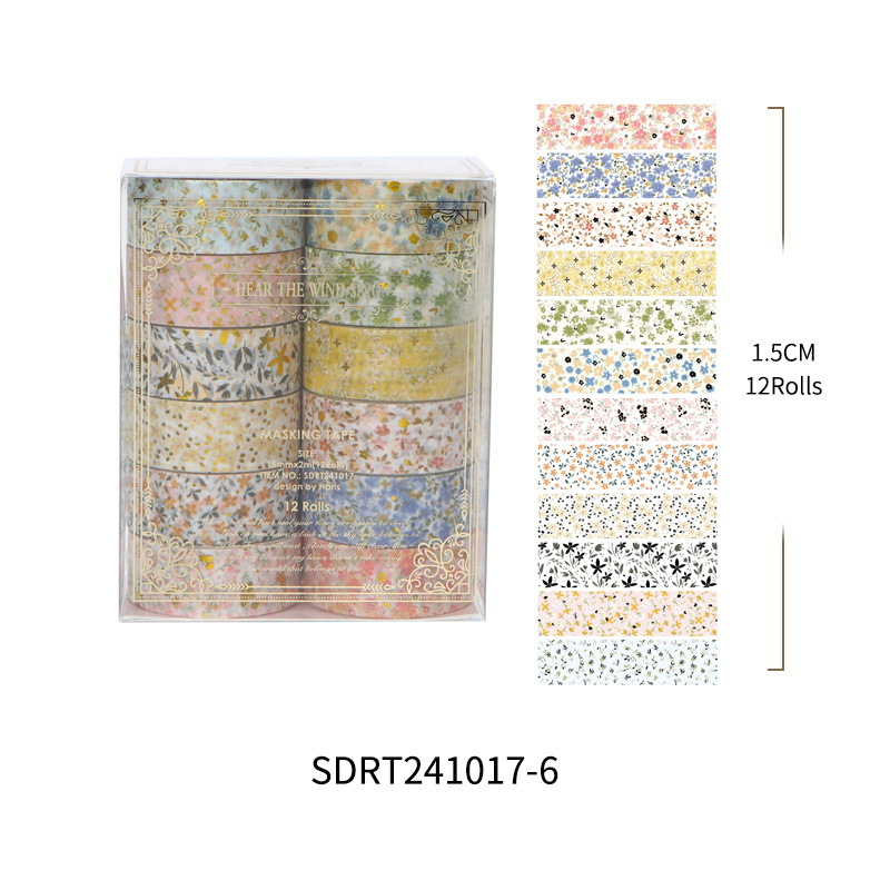 12Pcs Fruits Washi Tapes Scrapbooking Supplies Washitape Gold Foil Stamping Ocean Diary Cinta Adhesiva Decorativa Washi Tape Set: Light Grey