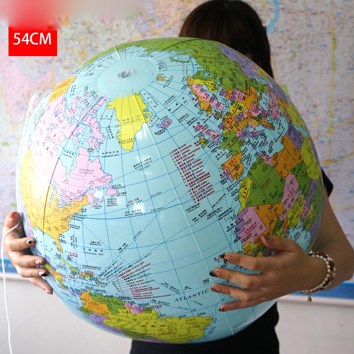 54cm oppustelige globuskort bold geografi læring uddannelsesmæssig verden jord hav badebold børn geografi undervisningsmateriale