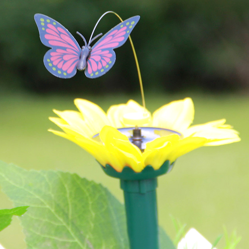 1pc Vibration Solar Power Flying Butterfly Dancing Flying Fluttering Butterflies Garden Decoration