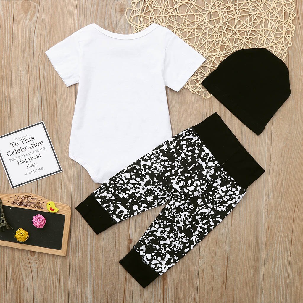 Mama's Born Baby Boy Clothes Newborn Kid Baby Boy 3pcs Clothes Set Letter Romper Bodysuit Pants Hat Outfits ملابس أطفال