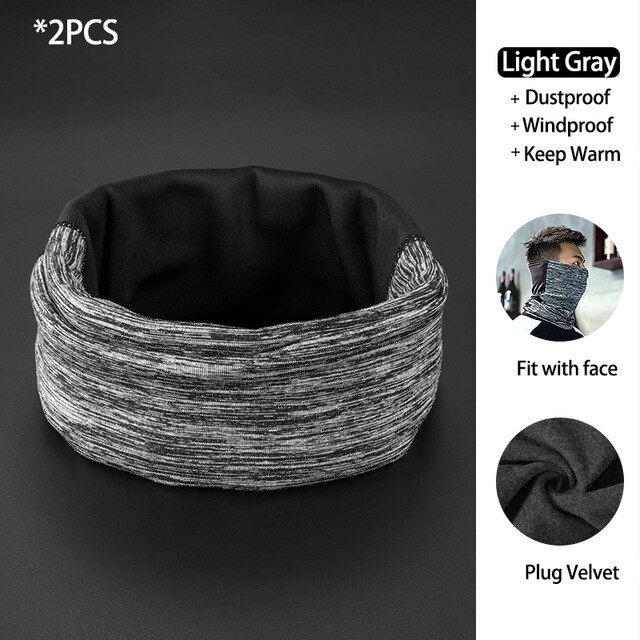 ROCKBROS-mascarilla de Ciclismo de invierno, Bandana transpirable a prueba de viento, máscara facial cálida, gorro térmico de lana para el cuello: Light Gray 2PCS