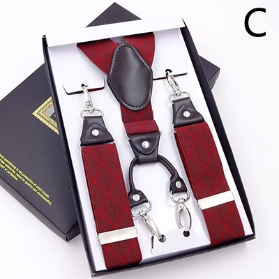 Deepeel 1pc 3.5*120cm Men Suspenders Metal Hang Buckle Male Jockstrap 4 Hooks Suit Decoration Wild Clothing Accessories SP007: C