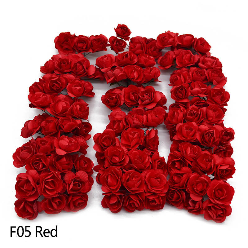 3cm 72PCS Artificial Flowers Paper Flower Head Bouquet DIY Craft Wreath Scrapbooking Flower Wedding Decoration Party Supplies: F05 Red