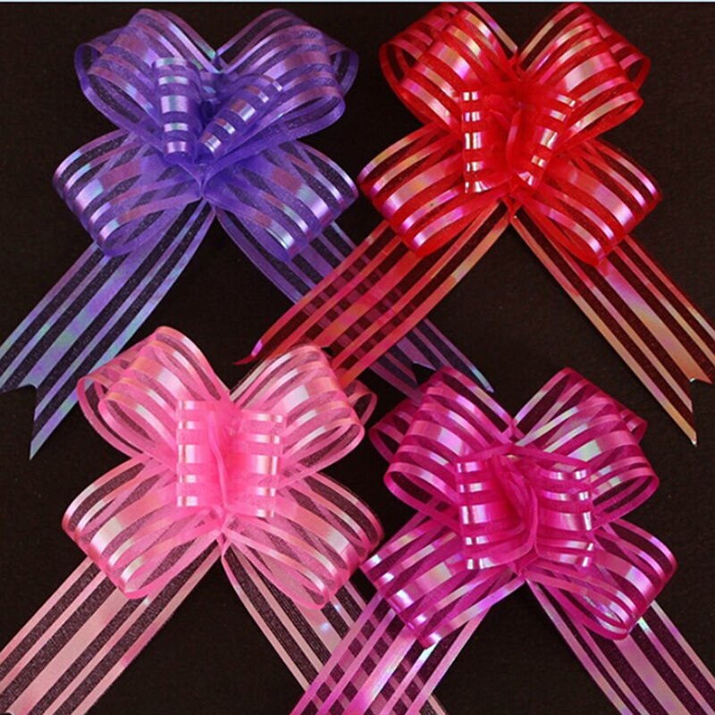 10 Stks/partij Diy Trouwauto Pure Guirlande 5 Cm Organza Pull Bows Cadeau Lint Vlinder Thighed Hand Bloem Guirlande 8 kleuren