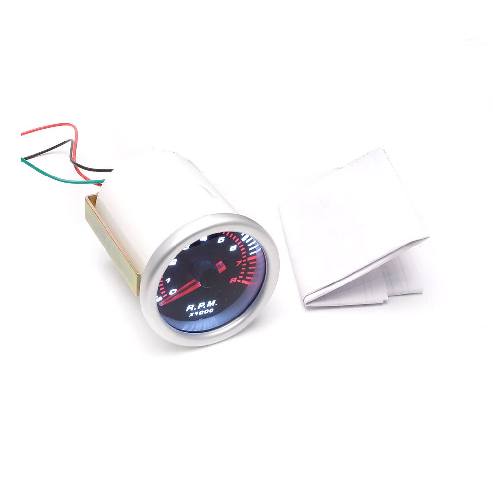 Auto Car Tachometer Tacho Gauge 0~8000 RPM Meter 2" 52mm Universal Car Motor White Led Meter Pointer RPM 12V Gasoline