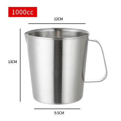 500ml/700ml/1000ml/1500ml 304 rustfrit stål måleskala kop gradueret cylinder mælk te bageæg ske: 1000ml