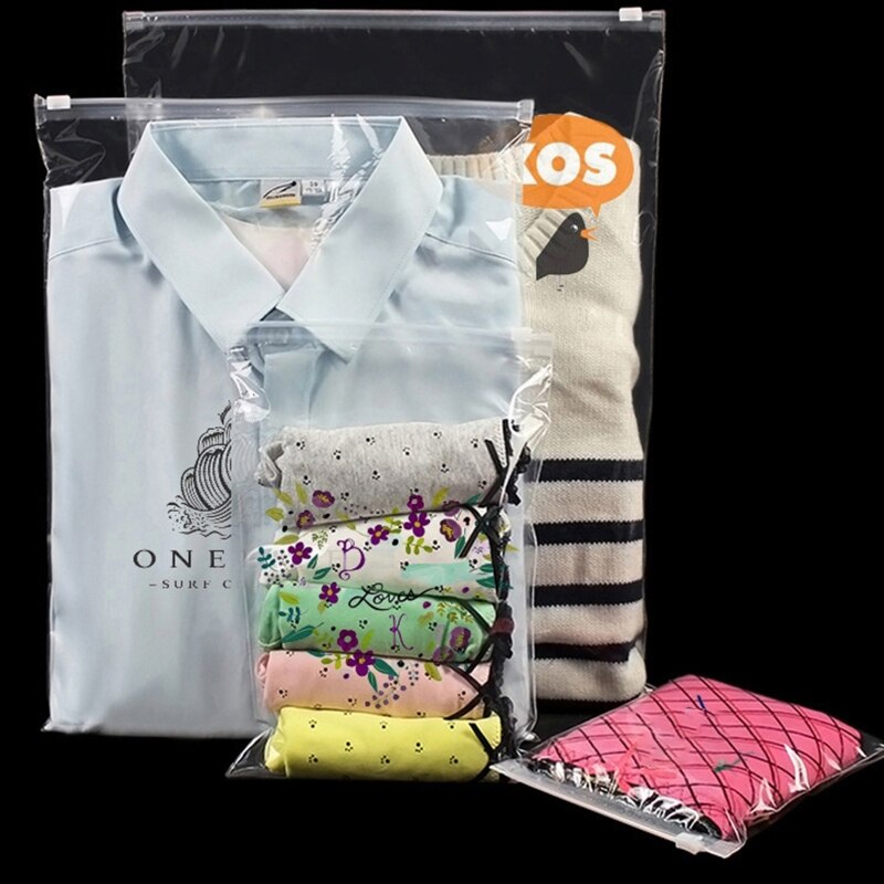 Zip Lock Plastic Bag Transparent Packaging Frosted Pouch Sealing Zipper Organizer Travel Cloth Storage Packing