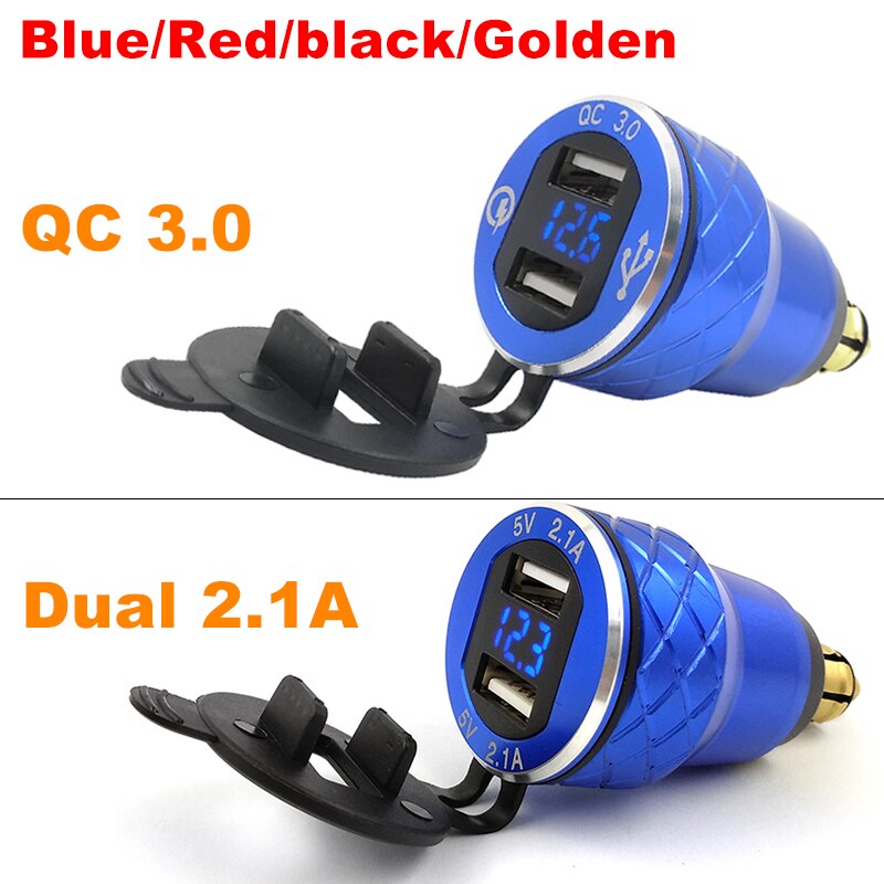 Quick Charge 3.0 USB Charger Voor BMW Motorfiets Sigarettenaansteker Dual 2.1A Uitgang LED Display Mobiele Telefoon Moto Adapter