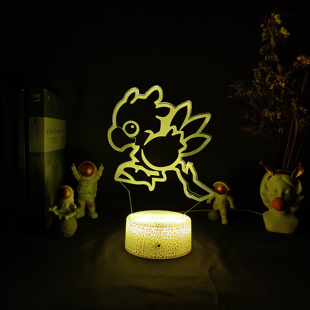 Chocobo in Final Fantasy Game Character 3D LED Nightlight RGB Flashing USB Powered Desk Lamp PC Room Decoration Children's