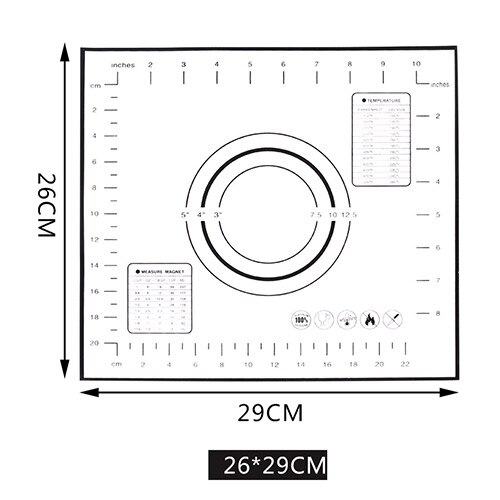 Multifunction Baking Mat Scale Food Grade Silicone Baking Tray Pad Fondant Pad High temperature resistance Placemat Dish: 29x26cm