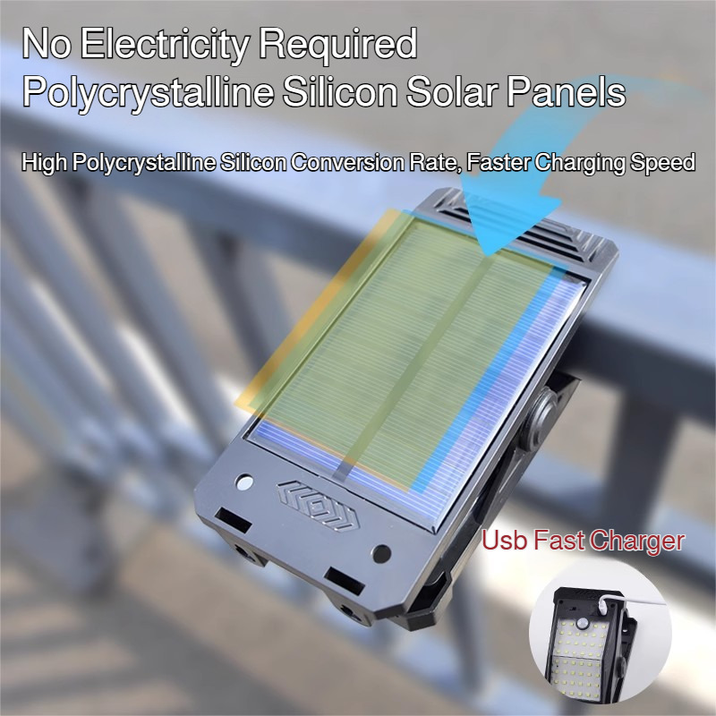 Soldrevet klipslampe, udendørs gårdlampe, hegnslampe til husholdningen, bevægelsessensorlampe, høj lysstyrke til havealtan