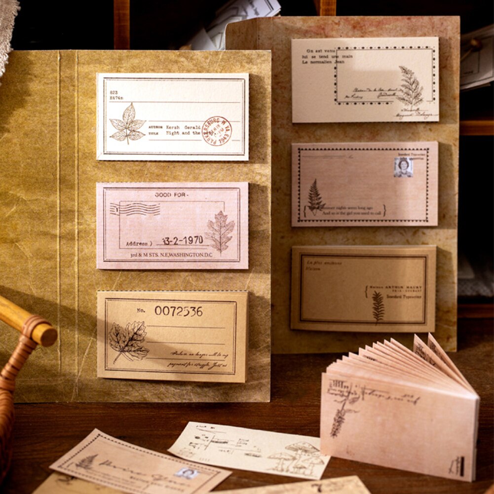 60pcs/set Diary Planner Vintage Sticker Decal Writing Stationery DIY Student Plants Memo Scrapbooking Sheet Note Pad