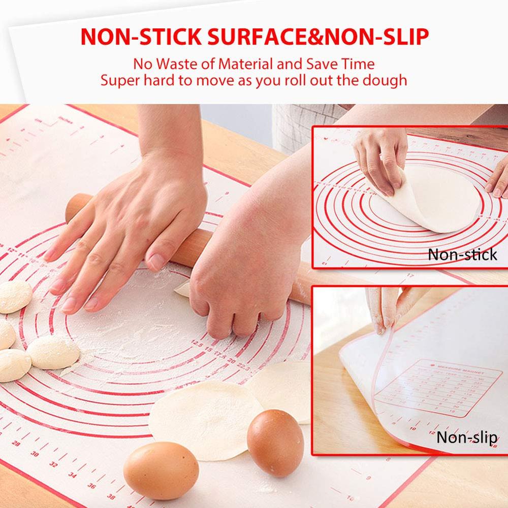 Silikon bakmatta 60*40cm non stick kakabakmatta med mätning pizza fondant rullande deg bakeware tillbehör mycket