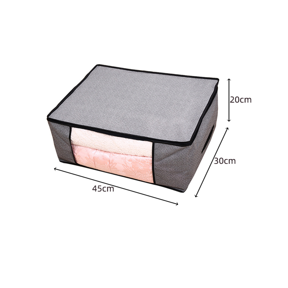 Niet Geweven Stof Opbergdoos Vouwen Opbergtas Clear Window Rits Organizer met Handvat voor Quilt Kleding Met Handvatten: B1 45x30x20cm