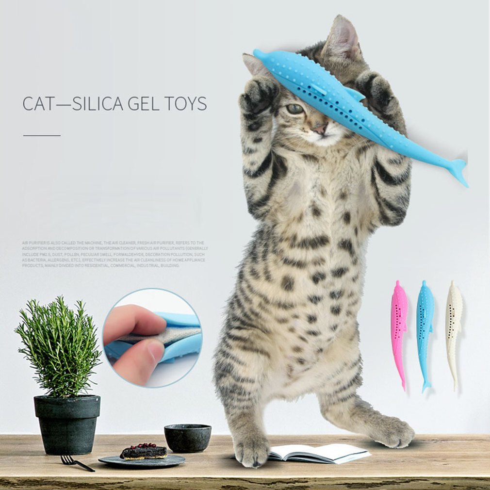 Interaktive Katze Zahnbürste Spielzeug Fisch bilden Fisch floppen Katze Spielzeug Zahnbürste Interaktive Haustiere Kissen Kauen Liefert für Katze: Blau