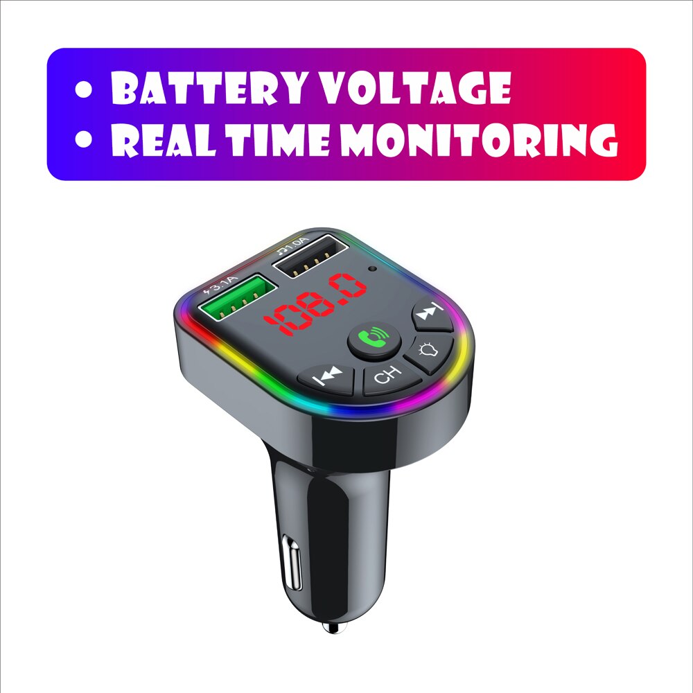 Transmisor FM Bluetooth 5,0 para coche, receptor de Audio manos libres inalámbrico, reproductor MP3 automático, Cargador rápido USB, accesorios para coche