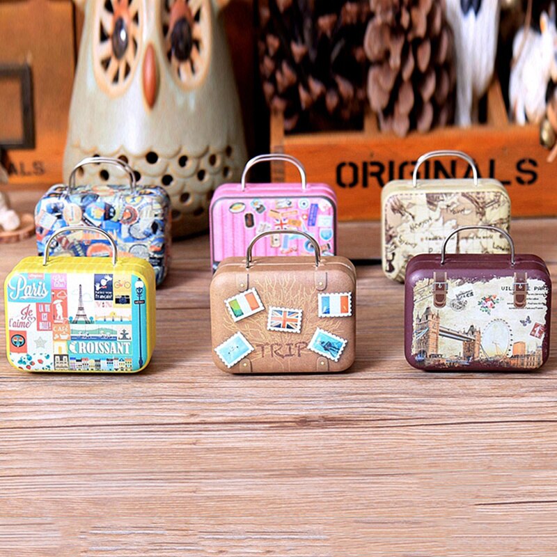 Mini cajas de música de creativas, Maleta Retro, caja de música, caja Musical de colores, accesorios de decoración para el hogar, 1 ud.