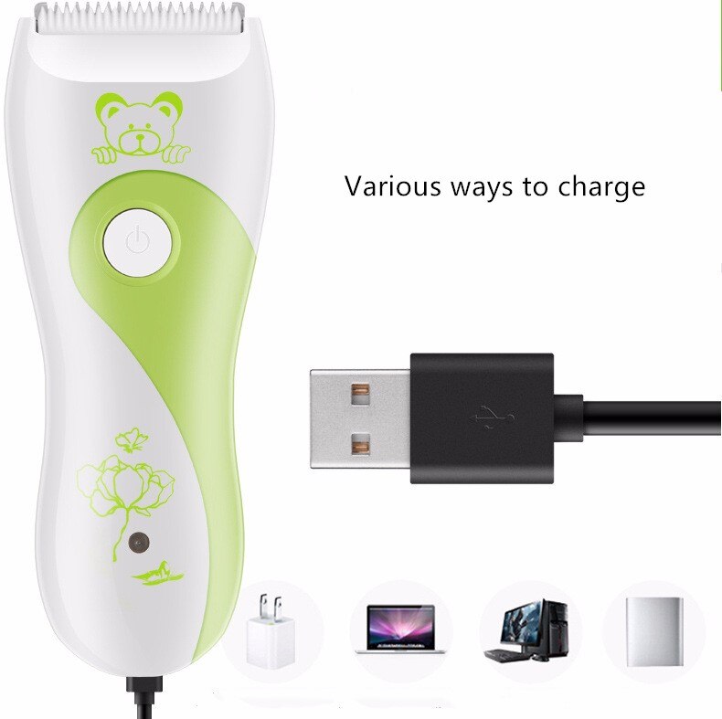 Coupe-cheveux bébé tondeuse électrique vert Flexible à faible bruit forte puissance imperméable coupe-cheveux tondeuse ABS doux