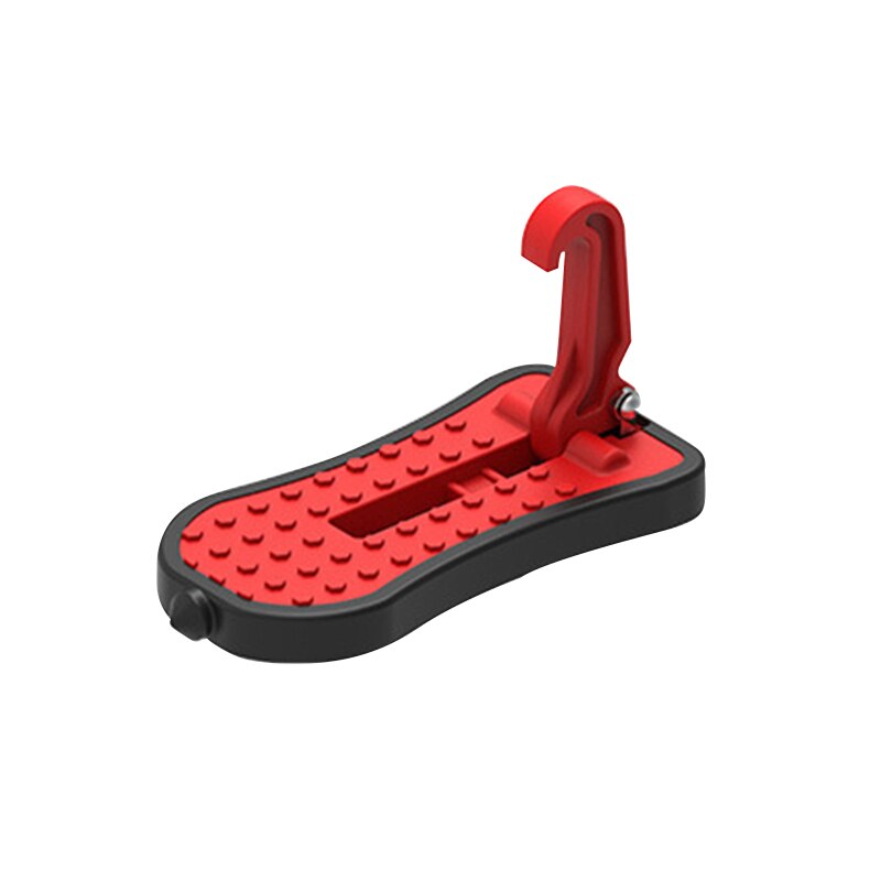 Aluminium Folding Car Door Step Pedal with Hooked for Auto Rooftop Luggage Ladder Universal Foot Pegs Doorstep Safety Hammer: Red