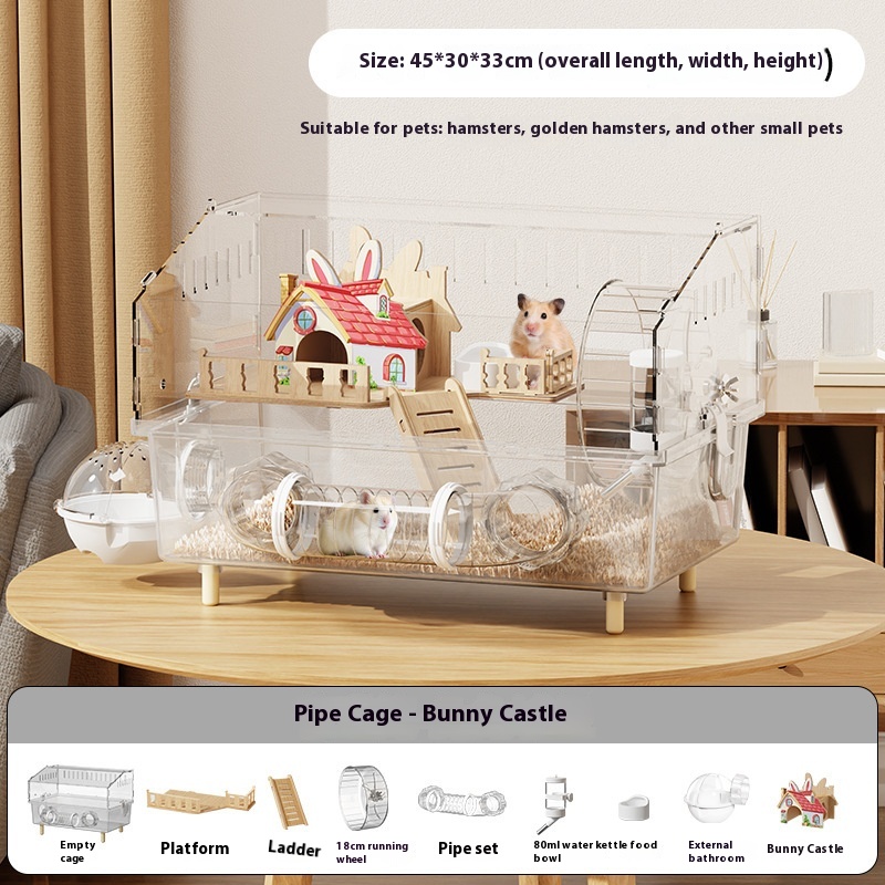 Jaula para hámster, jaula para hámster, Villa de lujo, transparente, gran espacio, acrílico, hábitat para mascotas, casa para animales pequeños, accesorios para ratas enanas: Verde claro