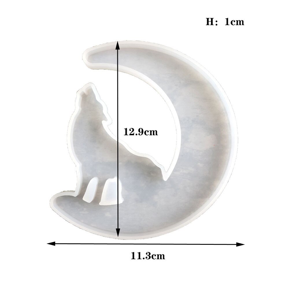 Diy maanhanger mal spiegel epoxy siliconen hars mal voor het maken van sieraden: Wolf