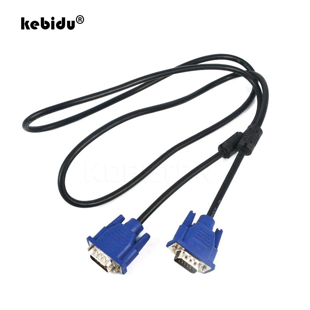 Kebidu 1.5M VGA robić VGA kabel przedłużający 15 Szpilka z męskiego na męskie złącze konwertera dla monitor komputerowy projektor PC adapter TV