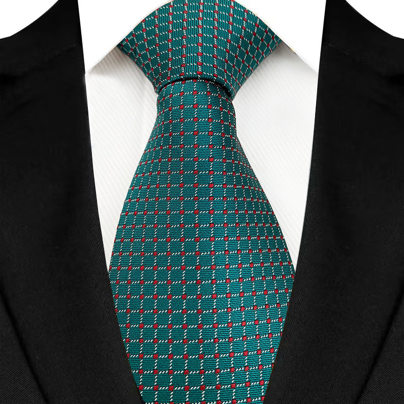 Cravate de luxe pour hommes, 8CM, rayures de couleur verte, motif Floral, solide, pour marié, tissée en Jacquard, pour fête d'affaires et de mariage
