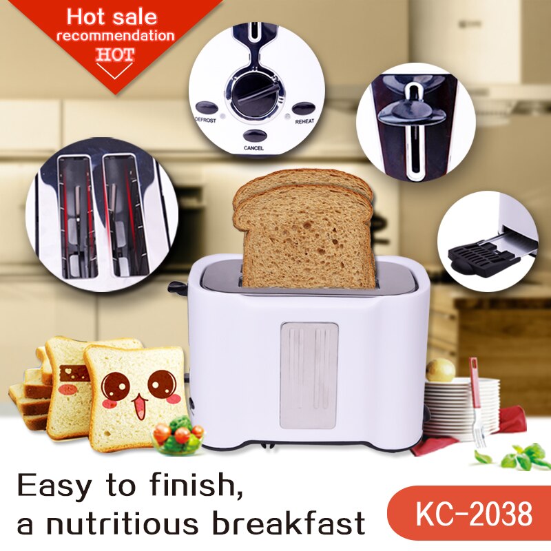 DSP KC2038 Broodrooster 750 W Brood Maker 2 Plakjes Warm Rvs LinerHousehold Broodbakmachine Voor Ontbijt