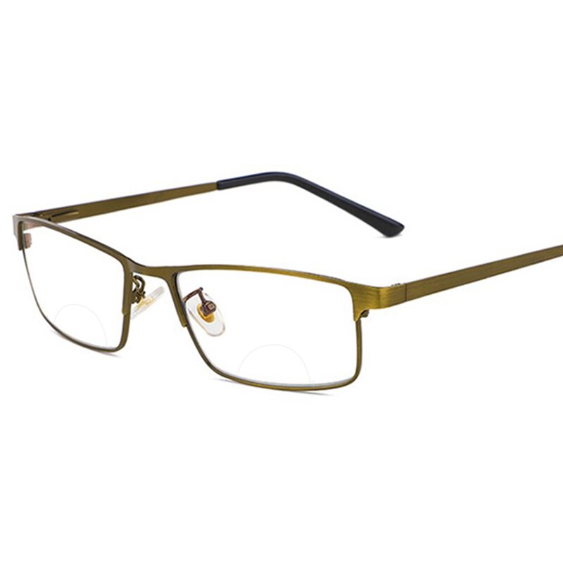 Bifocal Reading Glasses for Men Metal Full Frame Presbyopic Glasse Farsightedness Anti Blue Light Photochromic Uv Protection: +100