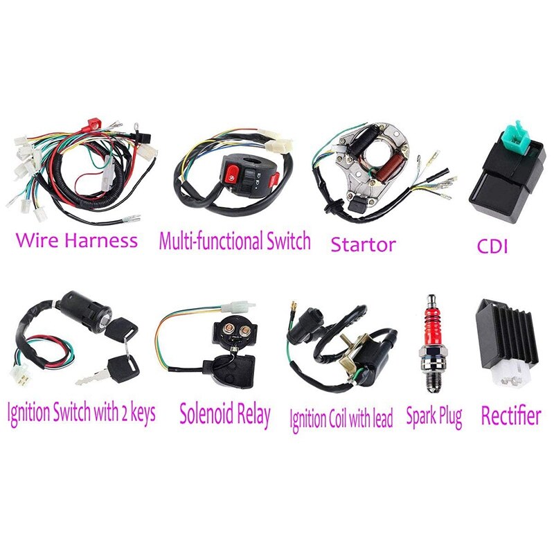 Electrics Stator Coil CDI Wiring Harness Solenoid Relay for 4Stroke ATV 50Cc 70Cc 110Cc 125Cc Pit Quad Dirt Bike Go Kart