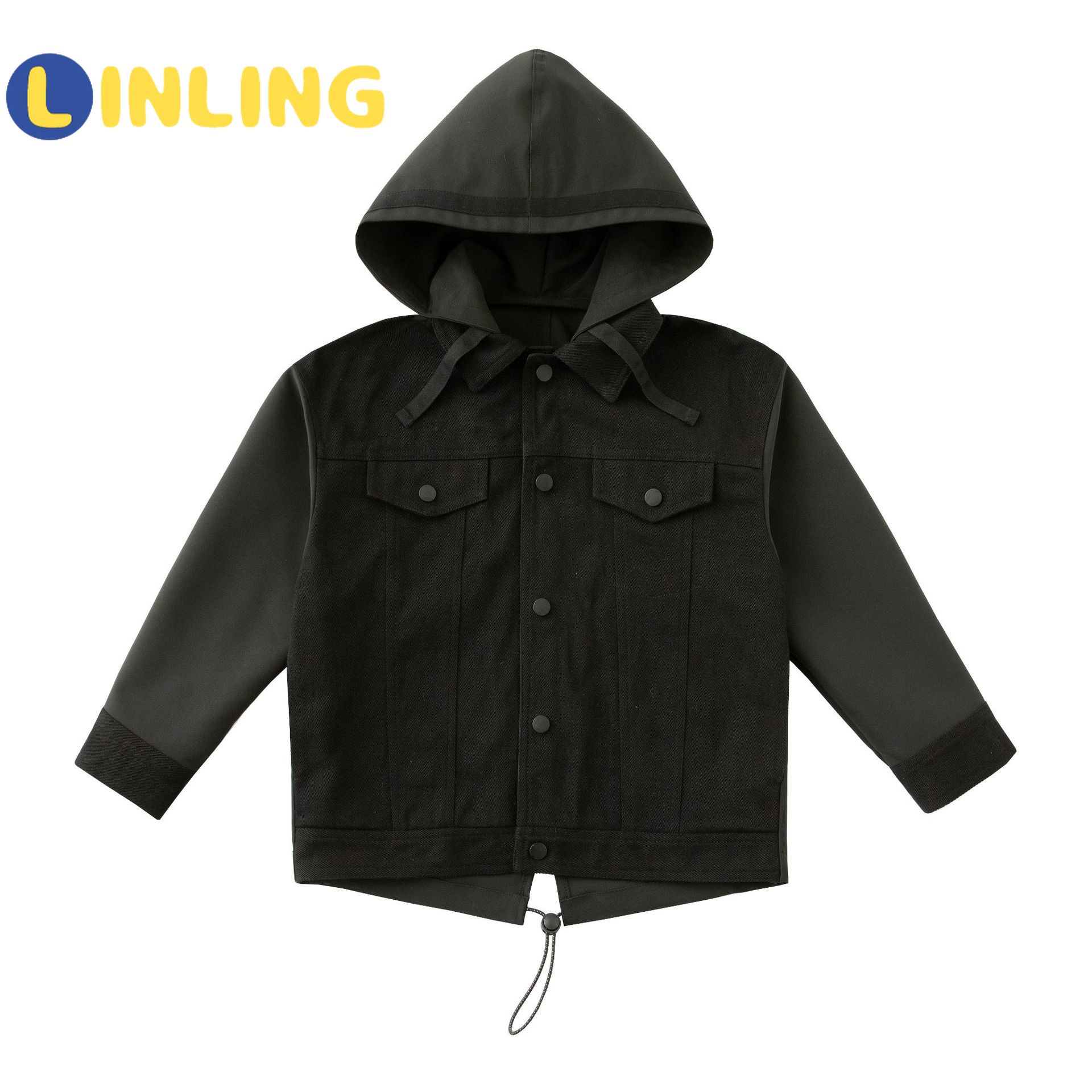 LINLING casuale ChildrenBlack Vestiti Del Ragazzo Coreano Moda Giubbotti 2020 Autunno Streetwear Giacca A Vento Harajuku Cappotti P260