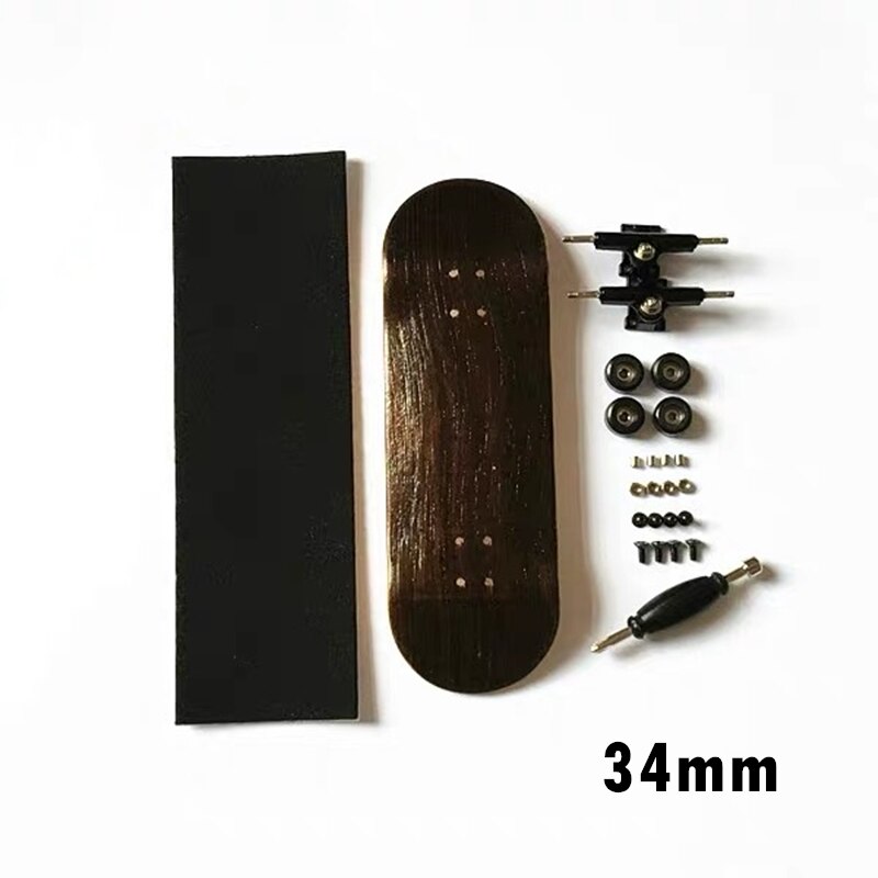 Purple Wooden Finger Skateboards Finger Skate Board Wood Fingerboard with Bearings Wheel Foam Screwdriver: Black 34mm