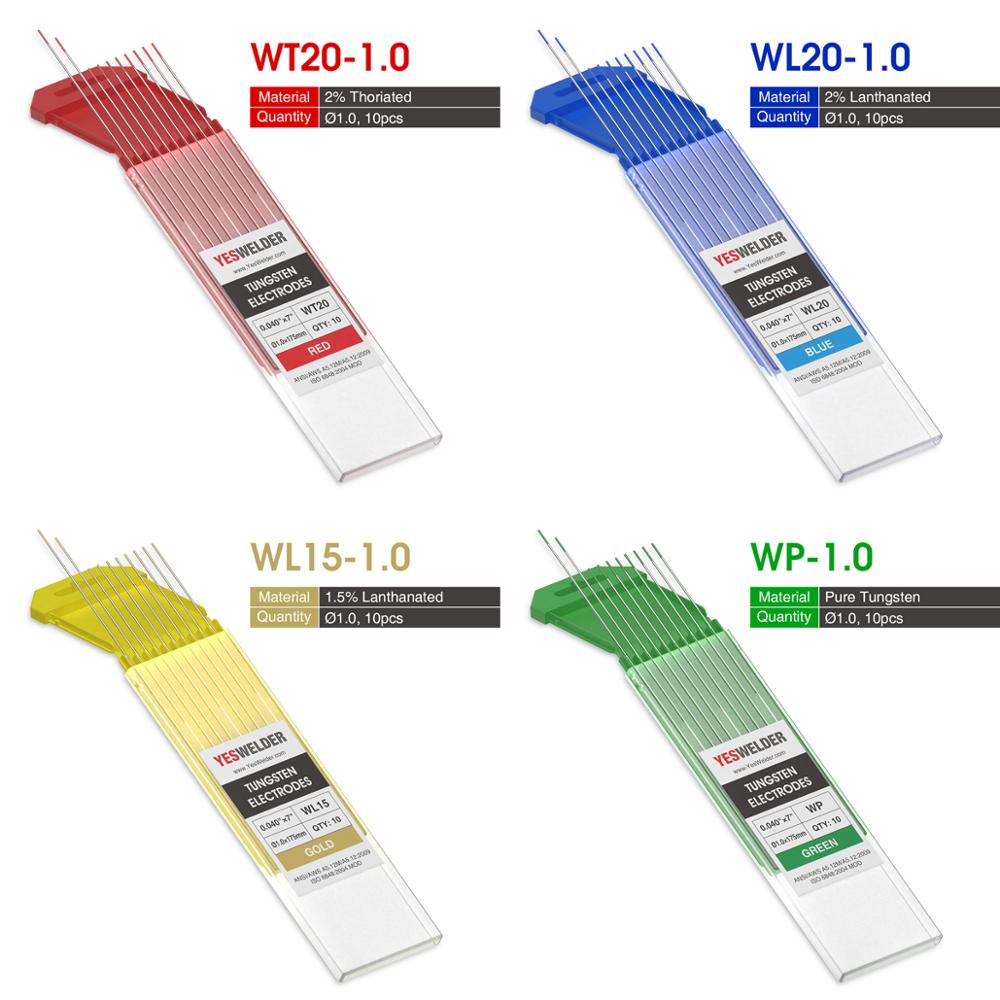 YESWELDER Wolfram elektroden 1,0/1,6/2,4/3,2/4,0*175mm WP WT20 WC20 WL15 WL20 WX Perücke-schweißen stangen