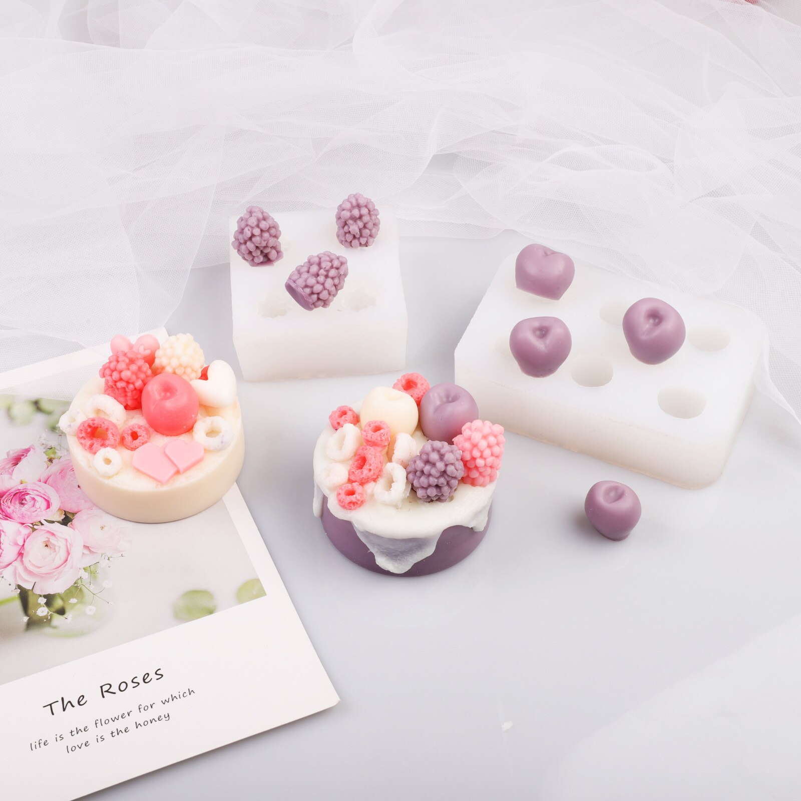 Cherry Moerbei Fruit Diy Aromatherapie Kaars Montage Mold Franse Mousse Chocolade Fruit Mold Kaars Maken Levert
